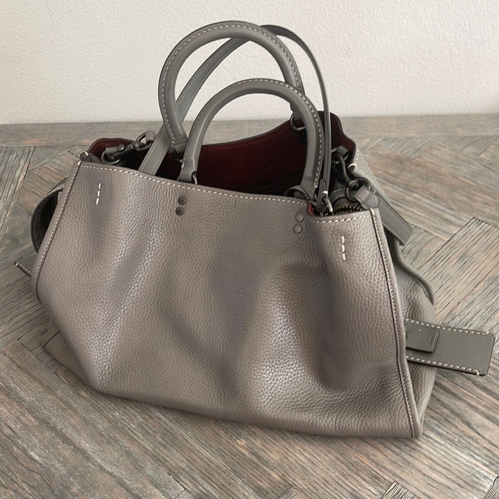 Grey Genuine Pebble Leather Authentic Coach Bag/Purse